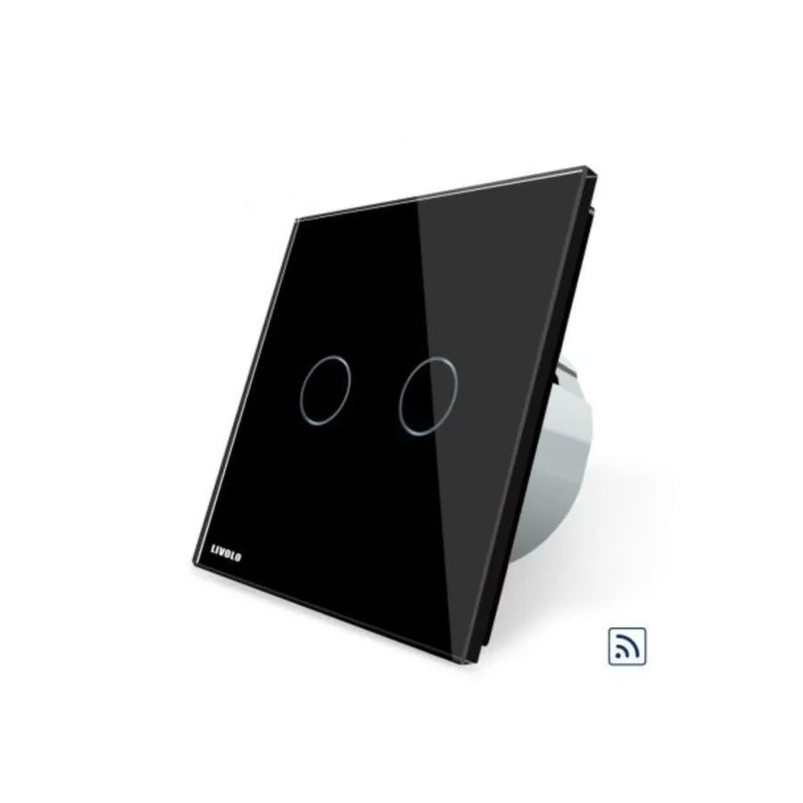 Intrerupator Touch Wireless, Dublu, Negru, Sticla Securizata, Livolo Default Title Alessandro Design