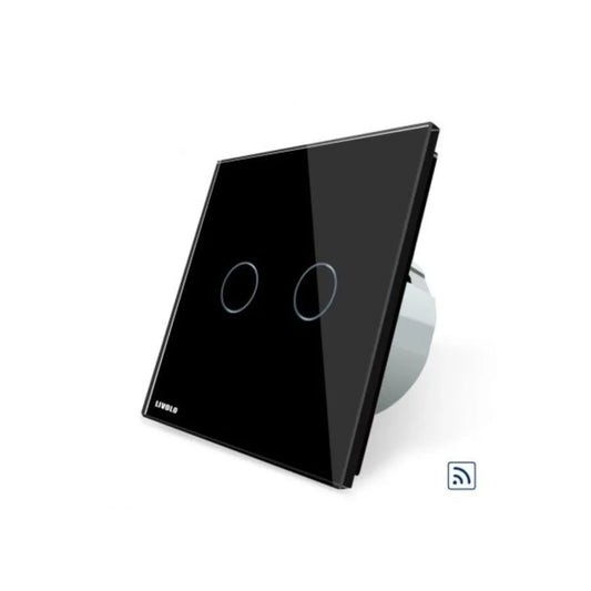 Intrerupator Touch Wireless, Dublu, Negru, Sticla Securizata, Livolo Default Title Alessandro Design