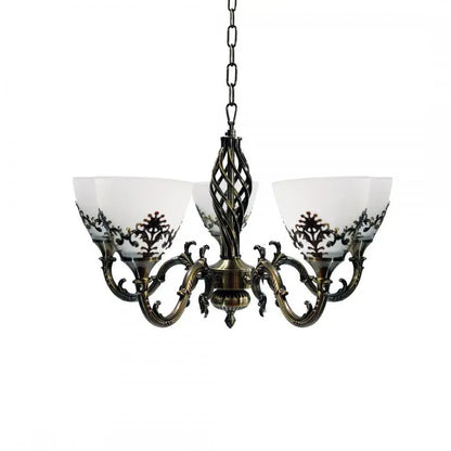 Lustra Rustic COTTAGE, 5XE27, Bronz Antichizat, Metal si Sticla Candelabre Clasice Default Title Alessandro Design