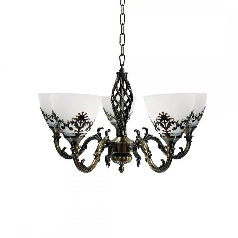 Lustra Rustic COTTAGE, 5XE27, Bronz Antichizat, Metal si Sticla Candelabre Clasice Default Title Alessandro Design