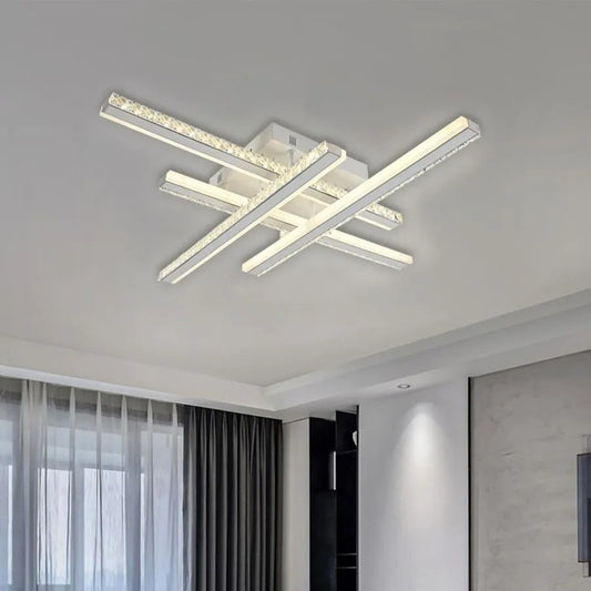 Lustra LED cu telecomanda ABIGAIA 136W, 4 Elemente, Liniara, lumina Rece/Calda/Neutra, Dimabila, Alb Lustre LED Cristal Default Title Alessandro Design