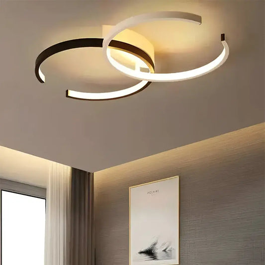 Lustra LED cu telecomanda VECTOR SEMIARC 40W, 2 Elemente, lumina Rece/Calda/Neutra, Dimabila, Negru Alb Lustre LED cu Telecomanda Default Title Alessandro Design