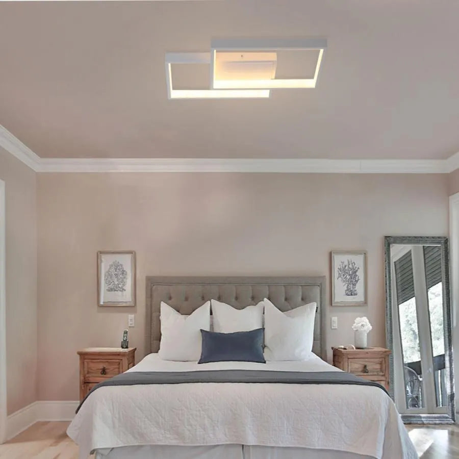 Lustra LED cu telecomanda LANDYN 37W, 2 Patrate, lumina Rece/Calda/Neutra, Dimabila, Alb Lustre LED cu Telecomanda Default Title Alessandro Design