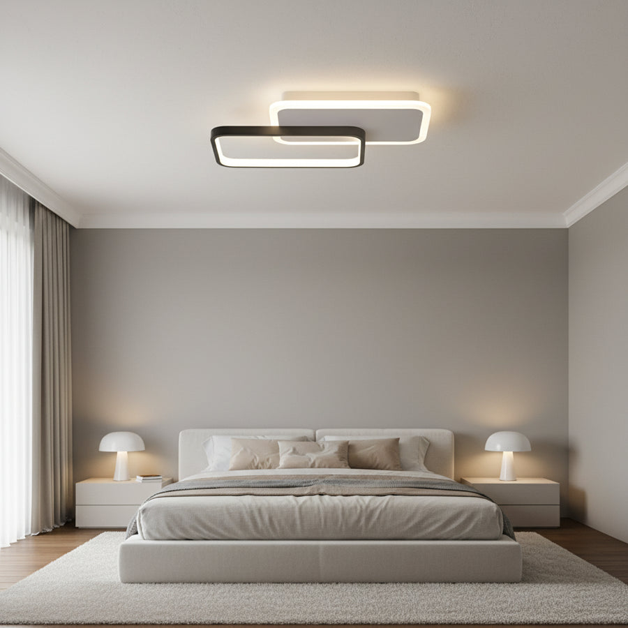 Lustra LED cu telecomanda CAROLINA 31W, 2 Elemente, lumina Rece/Calda/Neutra, Dimabila, Negru