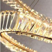 Lustra LED suspendata cu telecomanda si cristal CAIRO 98W, 2 Cercuri, lumina Rece/Calda/Neutra, Dimabila, Auriu Lucios, Inaltime Reglabila Lustre LED Cristal Default Title Alessandro Design