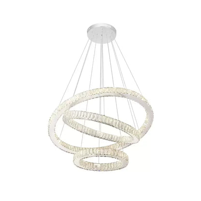 Lustra LED suspendata cu telecomanda si cristal CAYDEN 200W, 3 Cercuri, lumina Rece/Calda/Neutra, Dimabila, Crom Lucios, Inaltime Reglabila Lustra LED Default Title Alessandro Design