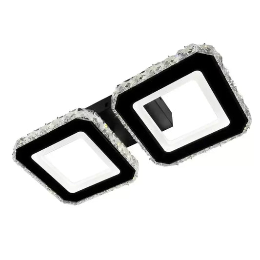 Lustra LED cristal QUADRIS 41W, 2 Patrate, lumina Rece/Calda/Neutra, Negru Lustre LED Cristal Default Title Alessandro Design