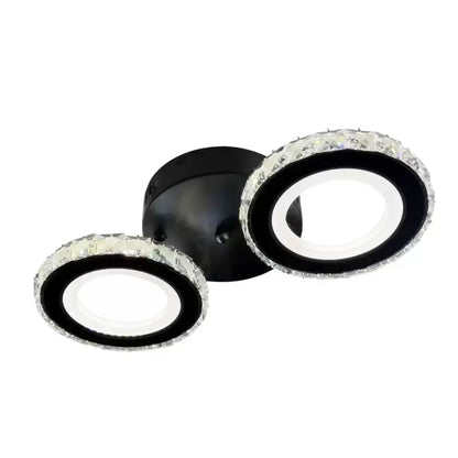Lustra LED cu telecomanda si cristal NOVA ROTONDA 32W, 2 Cercuri, lumina Rece/Calda/Neutra, Dimabila, Negru Lustre LED Cristal Default Title Alessandro Design
