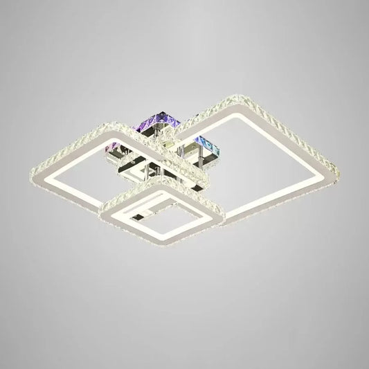 Lustra LED cu telecomanda si cristal JUSTIN RGB 106W, 3 Patrate, lumina Rece/Calda/Neutra, Dimabila, Crom Lucios Lustre LED Cristal Default Title Alessandro Design