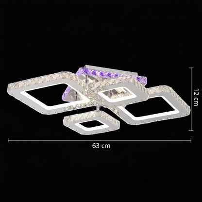 Lustra LED cu telecomanda si cristal NOVA RHOMBA RGB 95W, 4 Patrate, lumina Rece/Calda/Neutra, Dimabila, Crom Lucios Lustre LED & Cristale Default Title Alessandro Design