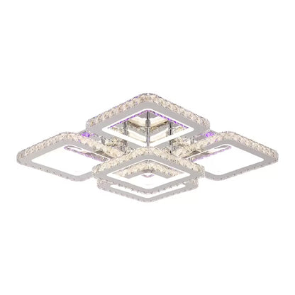 Lustra LED cu telecomanda cu cristal QUADRIA SUPREMO RGB, 143W, 5 Patrate, lumina Rece/Calda/Neutra, Dimabila, Crom Lucios Lustre LED cu Telecomanda Default Title Alessandro Design