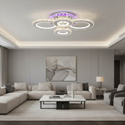 Lustra LED cu telecomanda si cristal NOVA ROTONDA RGB 82W, 4 Cercuri, lumina Rece/Calda/Neutra, Dimabila, Crom Lustre LED & Cristale Default Title Alessandro Design