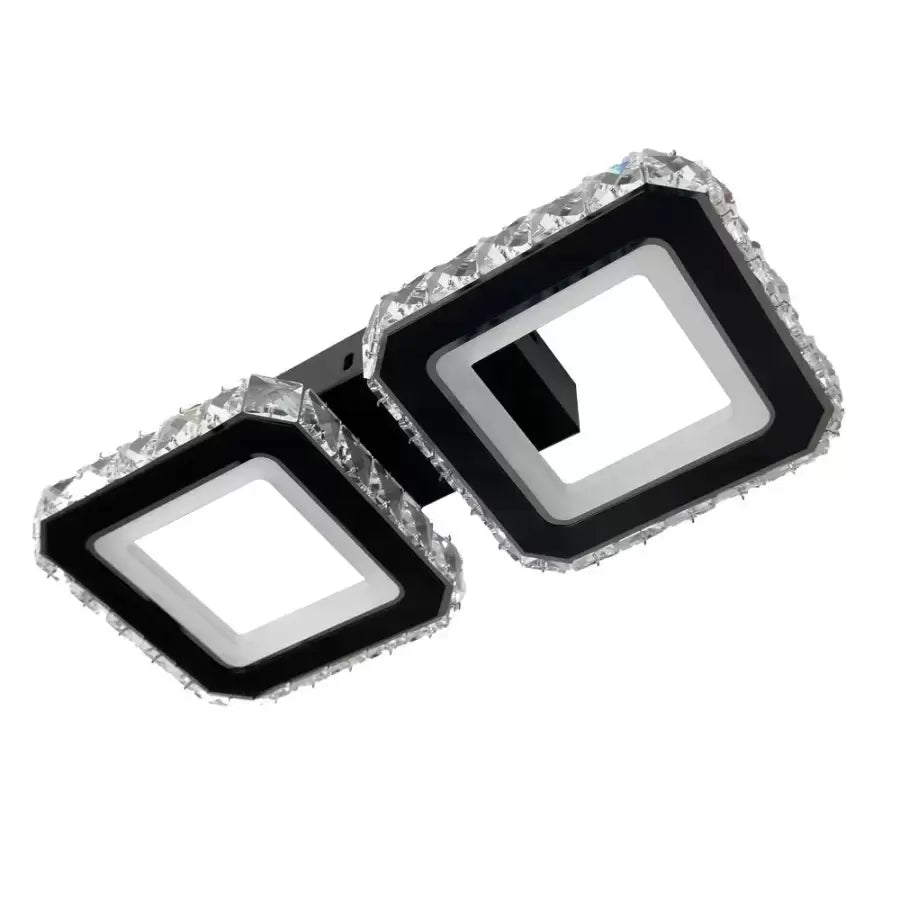 Lustra LED cristal QUADRIS 41W, 2 Patrate, lumina Rece/Calda/Neutra, Negru Lustre LED Cristal Default Title Alessandro Design
