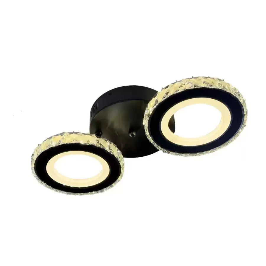 Lustra LED cu telecomanda si cristal NOVA ROTONDA 32W, 2 Cercuri, lumina Rece/Calda/Neutra, Dimabila, Negru Lustre LED Cristal Default Title Alessandro Design