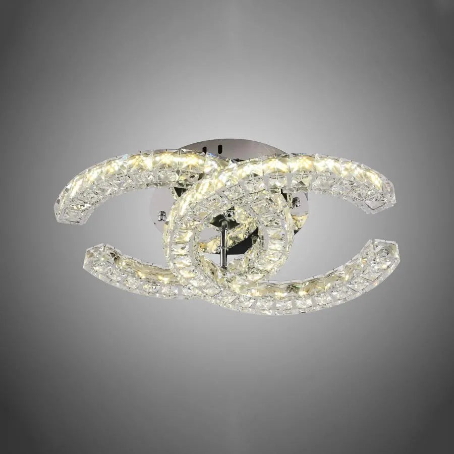 Lustra LED cu telecomanda si cristal SHIA 27.1W, 2 Cercuri, lumina Rece/Calda/Neutra, Dimabila, Crom Lucios Lustre LED cu Telecomanda Default Title Alessandro Design