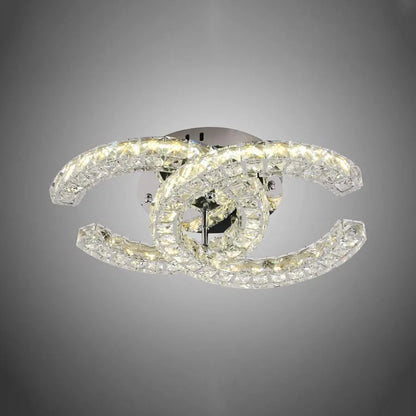 Lustra LED cu telecomanda si cristal SHIA 27.1W, 2 Cercuri, lumina Rece/Calda/Neutra, Dimabila, Crom Lucios Lustre LED cu Telecomanda Default Title Alessandro Design