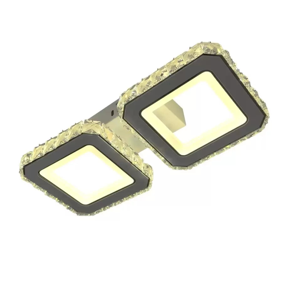 Lustra LED cu telecomanda si cristal QUADRIS 41W, 2 Patrate, lumina Rece/Calda/Neutra, Dimabila, Alb Lustre LED Cristal Default Title Alessandro Design