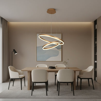 Lustra LED suspendata cu telecomanda CHRISTINE, 41W, 2 Cercuri, lumina Rece/Calda/Neutra, Dimabila, Auriu Lucios, Inaltime Reglabila Lustre LED cu Telecomanda Default Title Alessandro Design