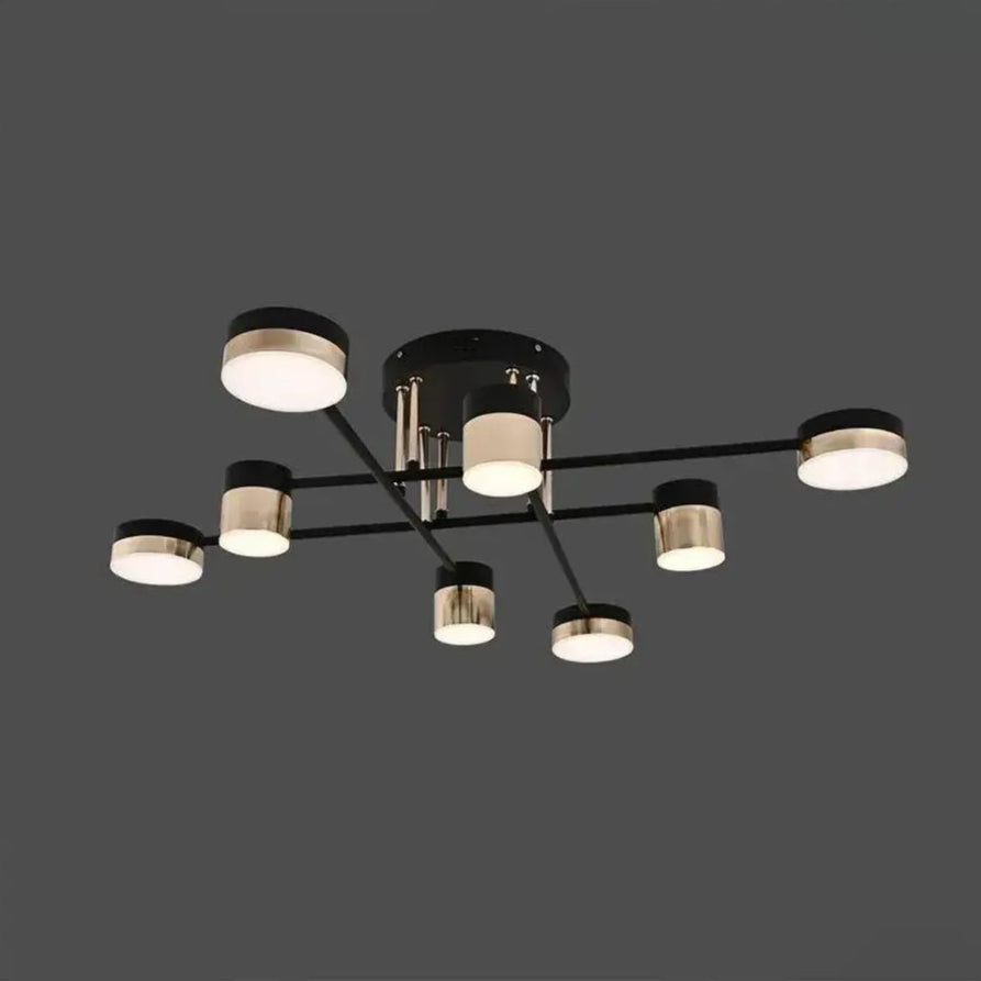 Lustra LED cu telecomanda JAYSON 57W, 8 Elemente, lumina Rece/Calda/Neutra, Dimabila, Negru Auriu Lucios Lustre LED cu Telecomanda Default Title Alessandro Design
