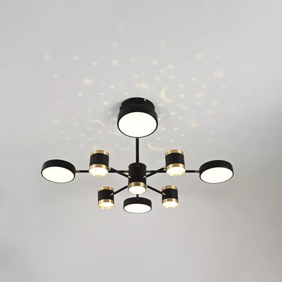 Lustra LED cu telecomanda NOVA  87W, 8 Elemente,lumina Rece/Calda/Neutra, Dimabila, Negru