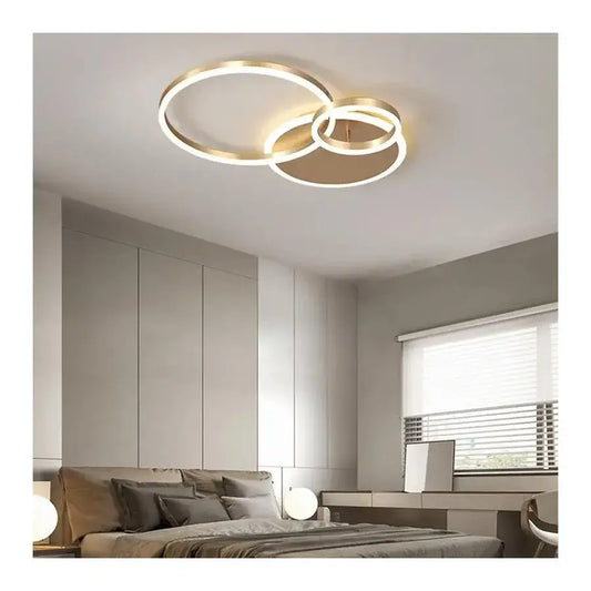 Lustra LED cu telecomanda MYRENE 110W, 2 Cercuri, lumina Rece/Calda/Neutra, Dimabila, Auriu Lustre LED cu Telecomanda Default Title Alessandro Design