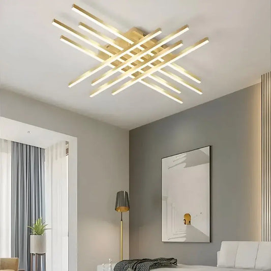 Lustra LED cu telecomanda MORA 160W, 8 Elemente, Liniara, lumina Rece/Calda/Neutra, Dimabila, Auriu Lucios Lustre LED cu Telecomanda Default Title Alessandro Design