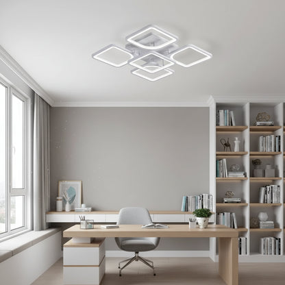 Lustra LED cu telecomanda ZOE 70W, 5 Patrate, lumina Rece/Calda/Neutra, Dimabila, Alb Lustre LED cu Telecomanda Default Title Alessandro Design