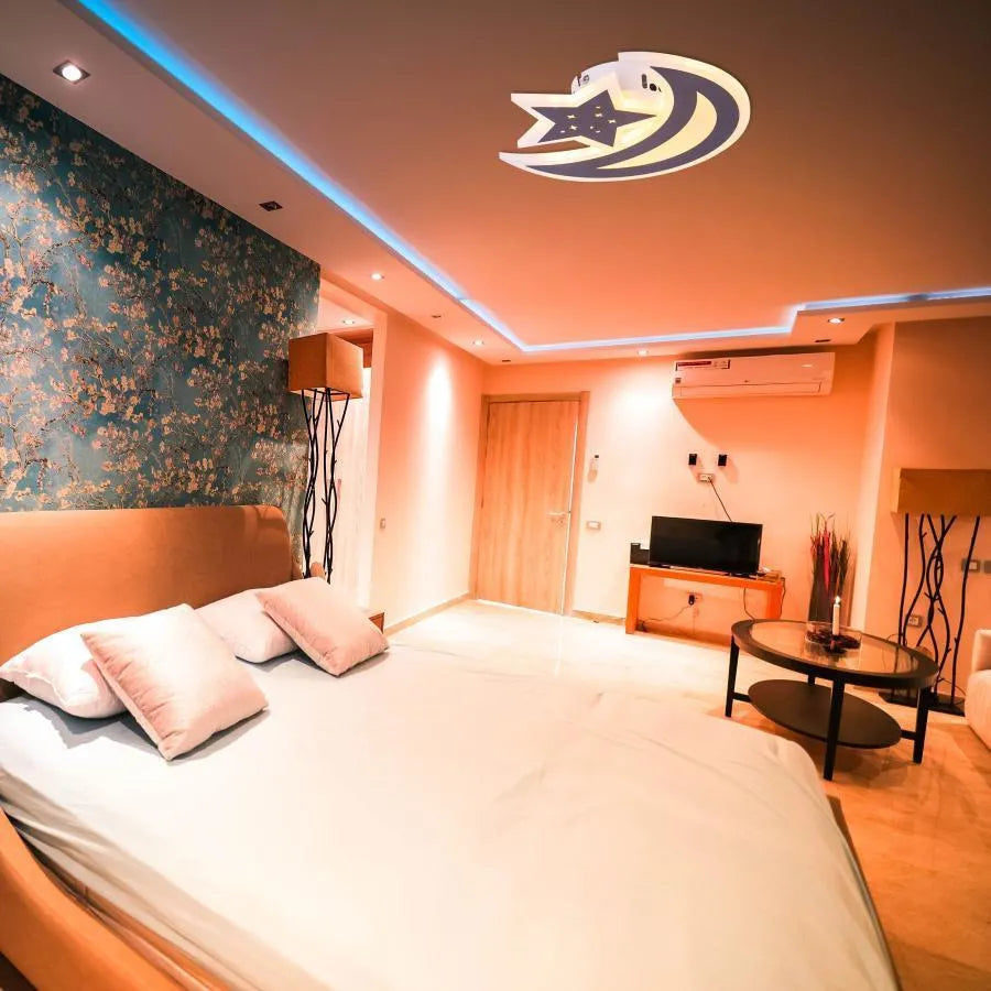 Lustra LED ELLY 36W, Luna si Stea, lumina Rece/Calda/Neutra, Maro Lustra LED Default Title Alessandro Design