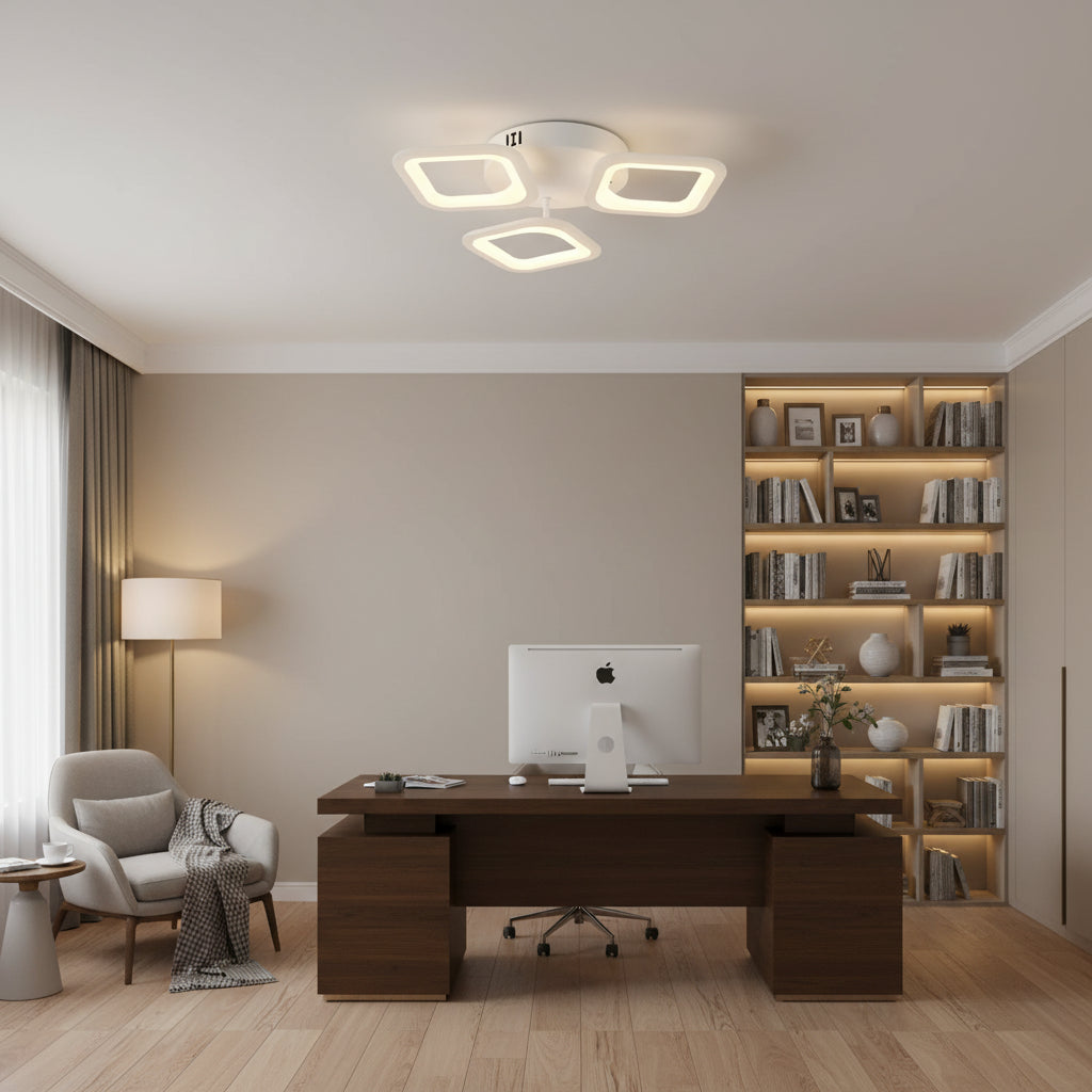 Lustra LED ERIKA 20W, 3 Patrate, Lumina Neutra 4000k, Alb, Metal si Acril Lustre LED Aplicate Default Title Alessandro Design