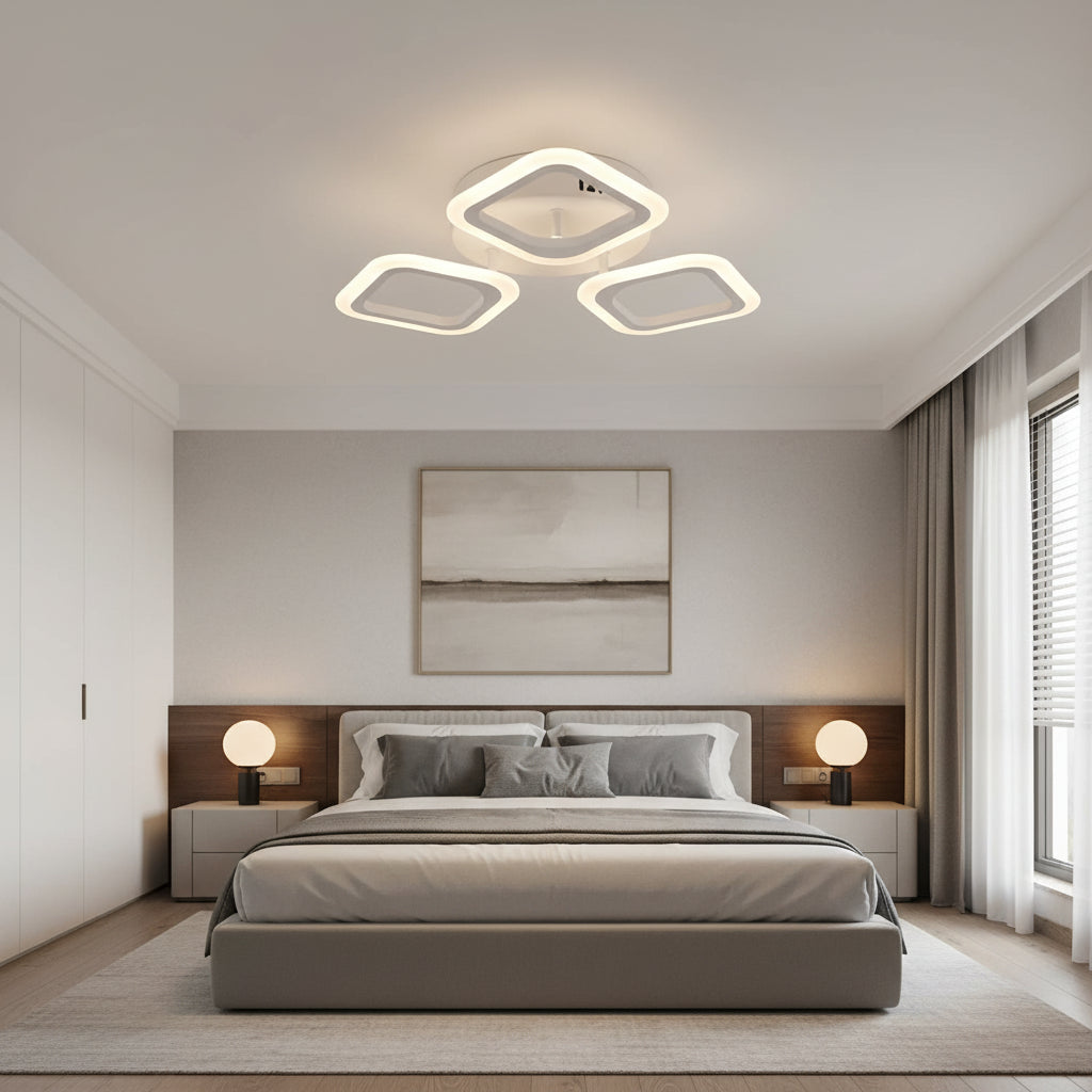 Lustra LED ERIKA 20W, 3 Patrate, Lumina Neutra 4000k, Alb, Metal si Acril Lustre LED Aplicate Default Title Alessandro Design