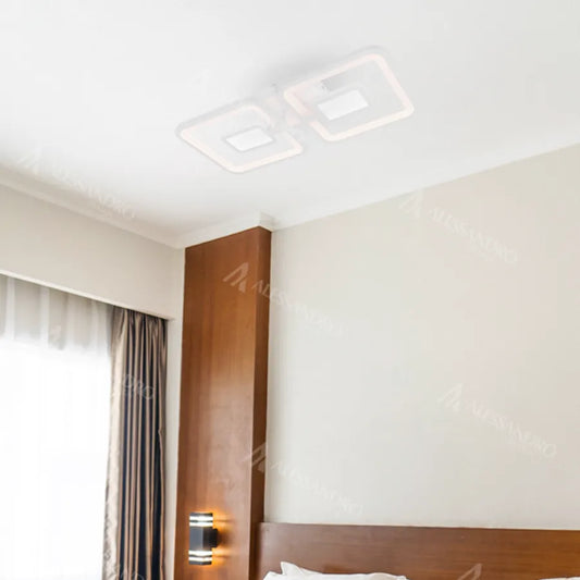 Lustra LED cu telecomanda FELIX 28W, 2 Patrate, lumina Rece/Calda/Neutra, Dimabila, Alb Lustre LED cu Telecomanda Default Title Alessandro Design