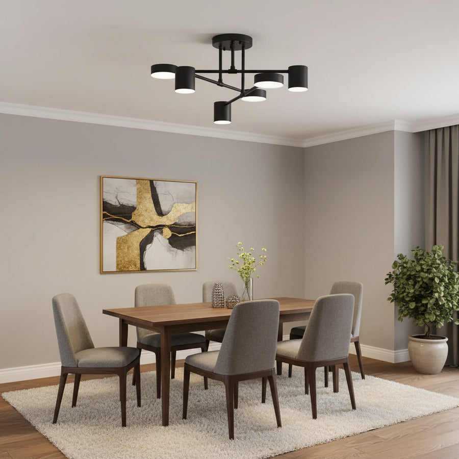 Lustra LED GALIOS 26W, 6 Elemente, lumina Rece/Calda/Neutra, Negru