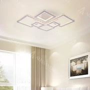 Lustra LED cu telecomanda si cristal QUADRIS RGB 175W, 6 Patrate, Lumina Rece/Calda/Neutra, Dimabila, Alb Lustre LED cu Telecomanda Default Title Alessandro Design
