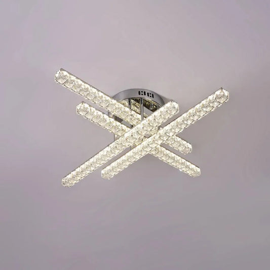 Lustra LED cu telecomanda si cristal GRACIANA 112W, Liniara, lumina Rece/Calda/Neutra, Dimabila, Crom Lucios Lustre LED Cristal Default Title Alessandro Design