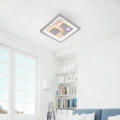 Lustra LED KEREN 33W, Patrata, lumina Rece/Calda/Neutra 3000K/4000K/6000K, Alb, Metal si Acril Lustre LED Default Title Alessandro Design