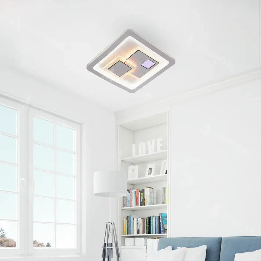 Lustra LED KEREN 33W, Patrata, lumina Rece/Calda/Neutra 3000K/4000K/6000K, Alb, Metal si Acril Lustre LED Default Title Alessandro Design