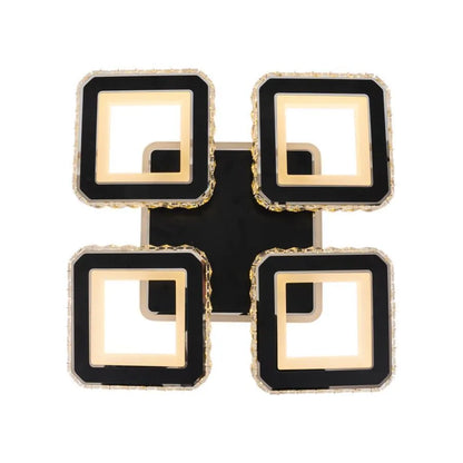 Lustra LED cu telecomanda si cristal LEILA RGB 69W, 4 Patrate, lumina Rece/Calda/Neutra, Dimabila, Negru Lustre LED cu Telecomanda Default Title Alessandro Design