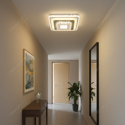 Lustra LED cu cristal MITA 39W, 20x20cm, Patrata, Lumina Rece/Calda/Neutra, Alb Lustre LED Default Title Alessandro Design