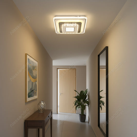 Lustra LED cu cristal MITA 39W, 20x20cm, Patrata, Lumina Rece/Calda/Neutra, Alb Lustre LED Default Title Alessandro Design