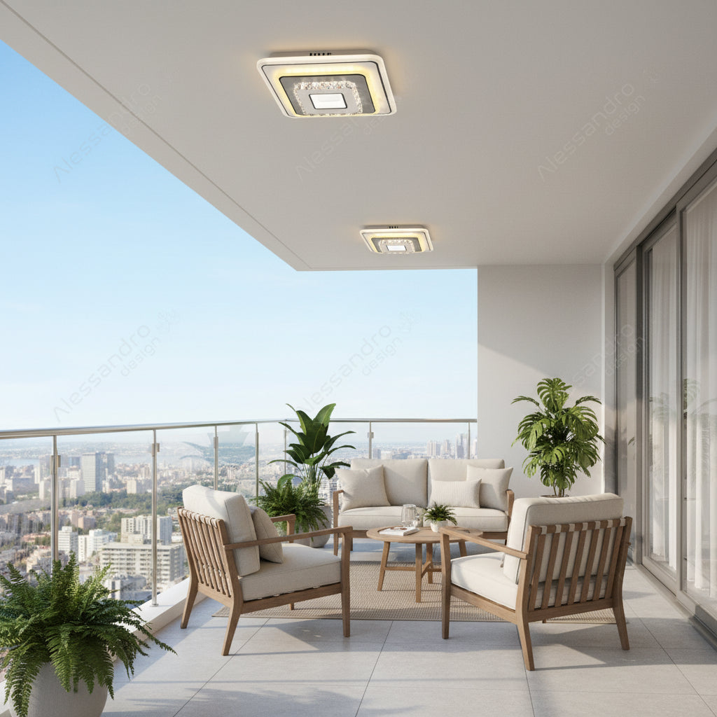 Lustra LED cu cristal MITA 39W, 20x20cm, Patrata, Lumina Rece/Calda/Neutra, Alb Lustre LED Default Title Alessandro Design