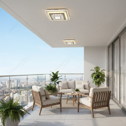 Lustra LED cu cristal MITA 39W, 20x20cm, Patrata, Lumina Rece/Calda/Neutra, Alb Lustre LED Default Title Alessandro Design