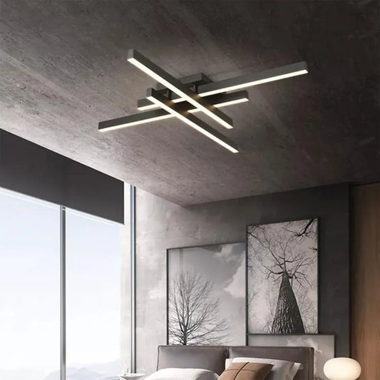 Lustra LED cu telecomanda MORA 80W, 4 Elemente, Liniara, lumina Rece/Calda/Neutra, Dimabila, Negru Lustre LED cu Telecomanda Default Title Alessandro Design
