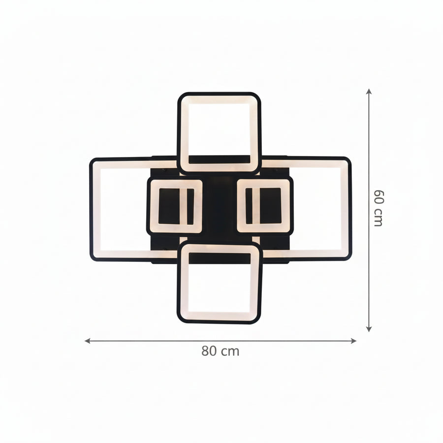 Lustra LED cu telecomanda ELLA 120W, 6 Patrate, lumina Rece/Calda/Neutra, Dimabila, Negru, Metal si Acril Lustre LED cu Telecomanda Default Title Alessandro Design