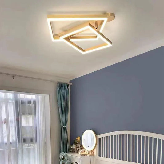 Lustra LED cu telecomanda PAPINI 112W, 2 Patrate, lumina Rece/Calda/Neutra, Dimabila, Auriu Lucios Lustre LED cu Telecomanda Default Title Alessandro Design