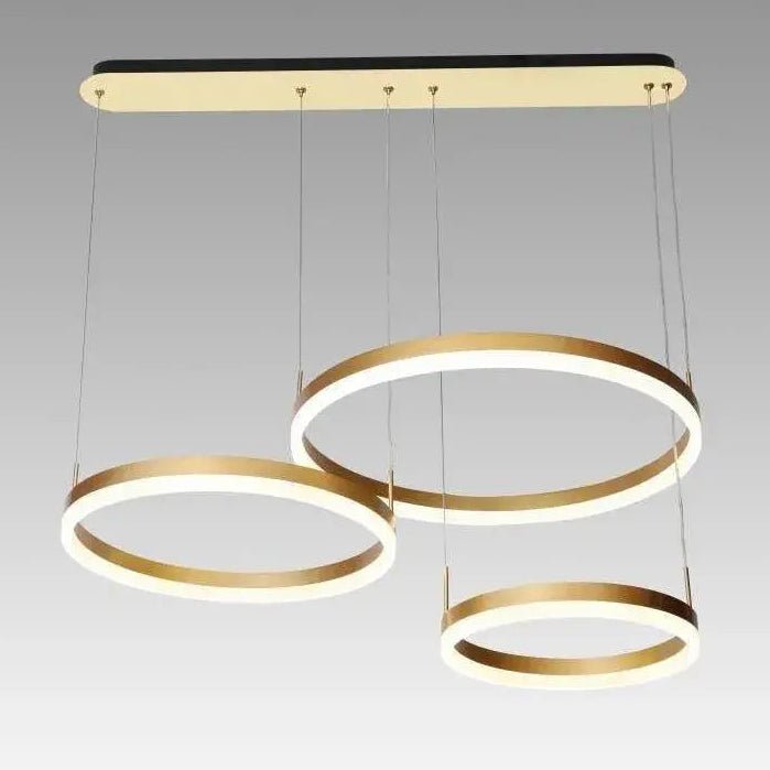 Lustra LED suspendata cu telecomanda PERU 150W, 3 Cercuri, lumina Rece/Calda/Neutra, Dimabila, Auriu Lucios, Inaltime Reglabila Lustre Moderne Default Title Alessandro Design
