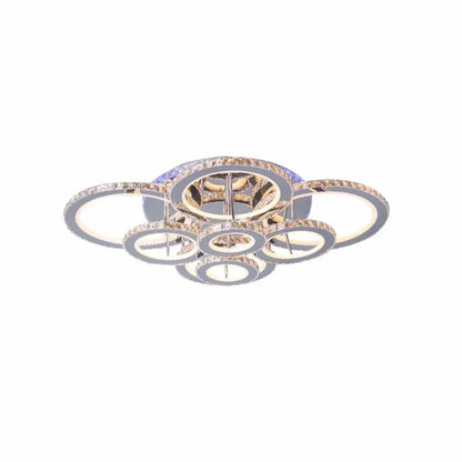 Lustra LED cu telecomanda si cristal LIA RGB 182W, 8 Cercuri, lumina Rece/Calda/Neutra, Dimabila, Alb Crom Lucios Lustre LED Cristal Default Title Alessandro Design