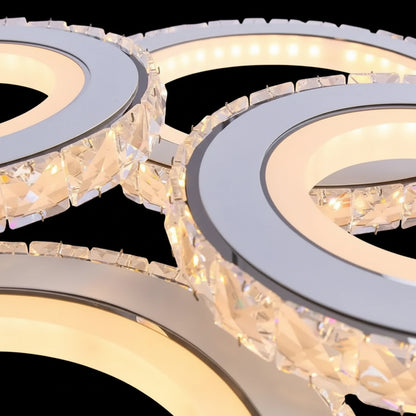 Lustra LED cu telecomanda si cristal NOVA ROTONDA RGB 82W, 4 Cercuri, lumina Rece/Calda/Neutra, Dimabila, Crom Lustre LED & Cristale Default Title Alessandro Design