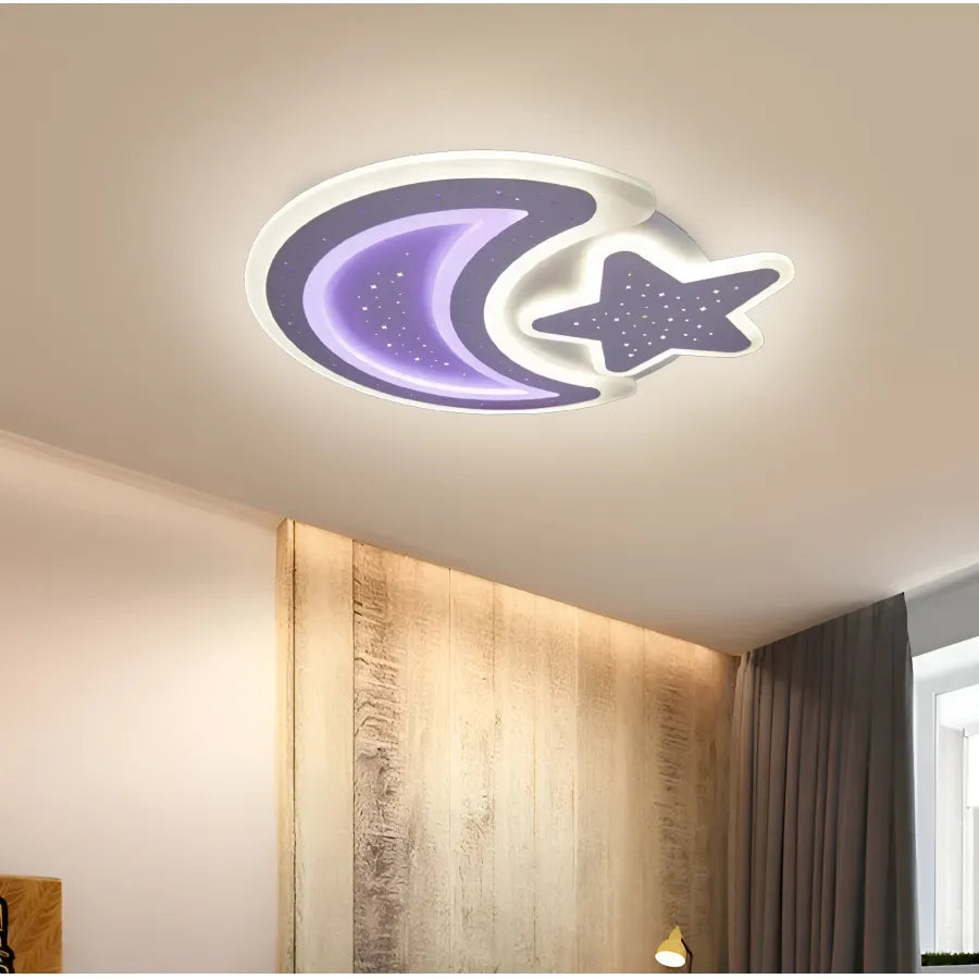 Lustra LED cu telecomanda CORALIA 90W, Luna si Stea, lumina Rece/Calda/Neutra Dimabila Alb Lustre LED cu Telecomanda Default Title Alessandro Design