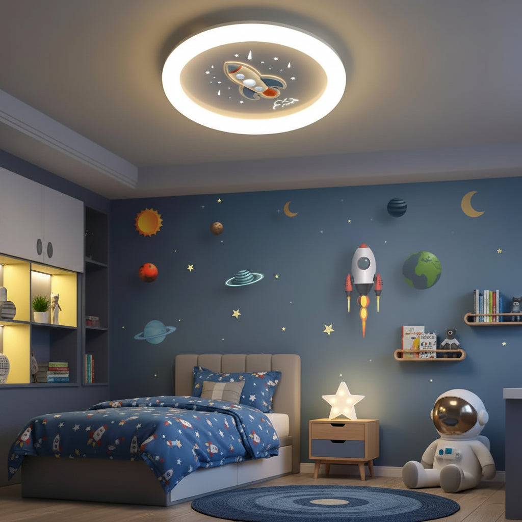Lustra LED ROCKET 49W, Diametru 49cm, lumina Rece/Calda/Neutra, Alb Albastru Lustre Copii Default Title Alessandro Design