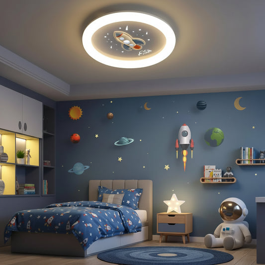 Lustra LED ROCKET 49W, Diametru 49cm, lumina Rece/Calda/Neutra, Alb Albastru Lustre Copii Default Title Alessandro Design